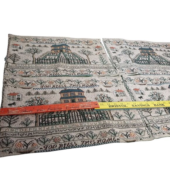 Vintage Style Handwoven Country Sampler Tapestry Place Mats Set Of 4 Cottage - Picture 5 of 7